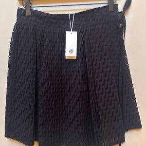 Tory Burch Black Textured Skater Skirt